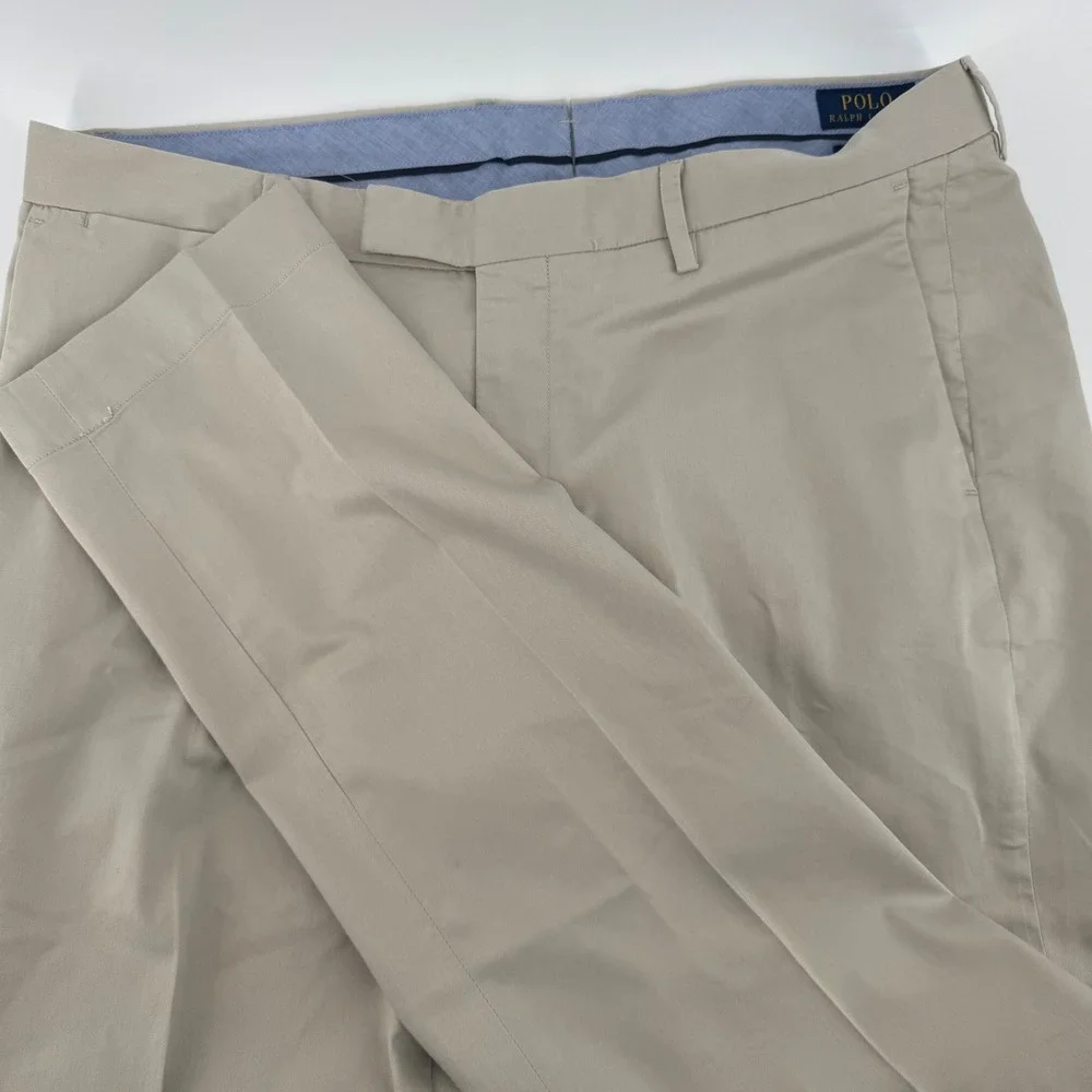 Polo Ralph Lauren Mens Tan Khaki Stretch Straight Fit Chino Pants 36x32